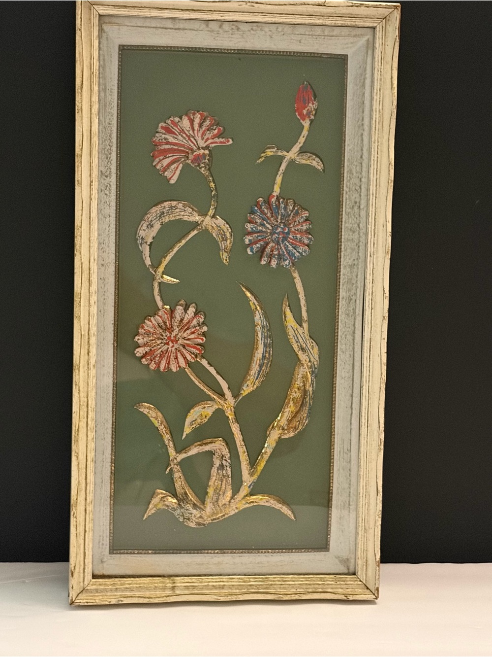 Vintage MCM Turner Wall Accessory 3D Floral Framed Art Four Seasons Panel Retro